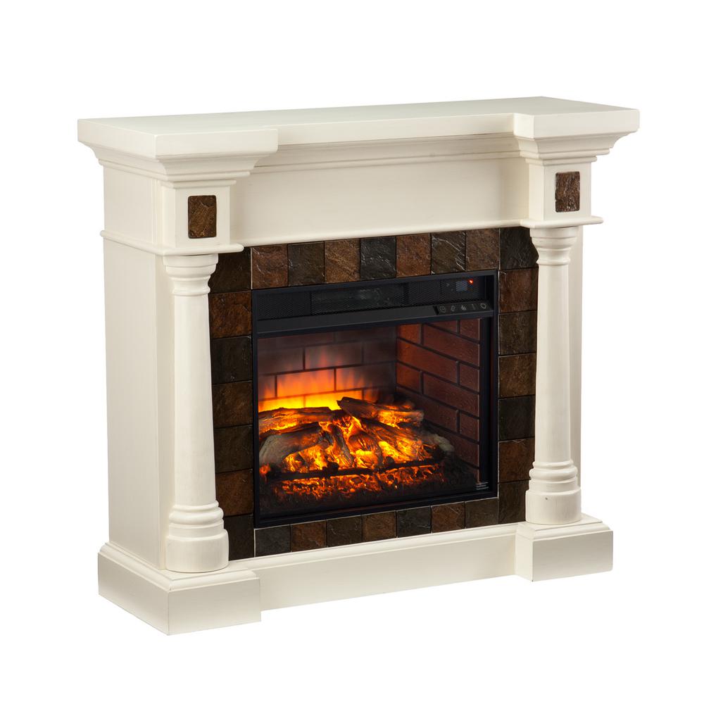 Southern Enterprises Genesee 44 5 In W Faux Slate Convertible Infrared Fireplace Ivory