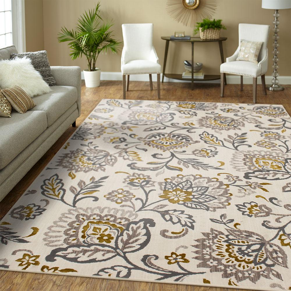 Home Decorators Collection Paladium Beige 10 Ft X 13 Ft Floral Area Rug 681500 The Home Depot