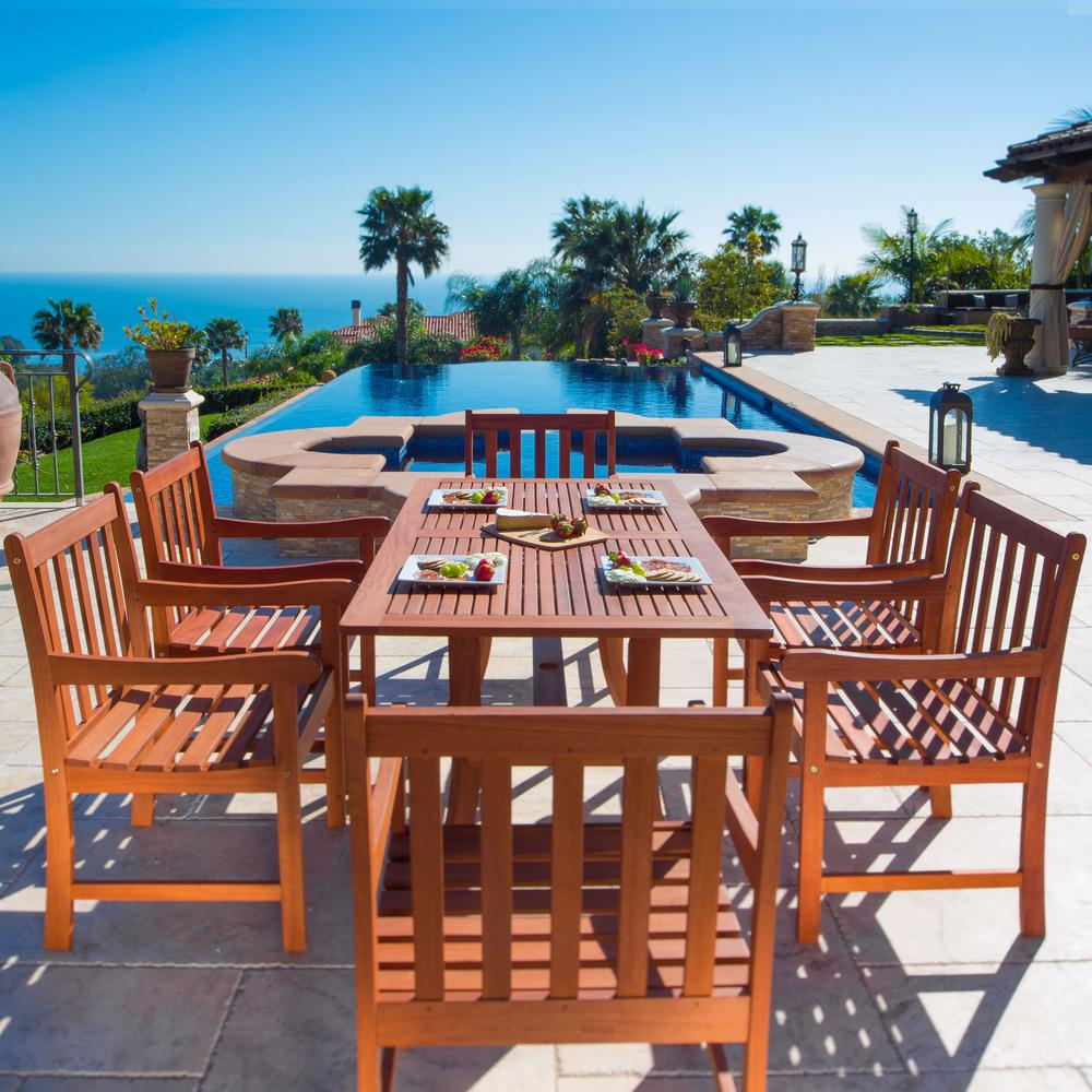 EAN 8935083278027 product image for Vifah Malibu 7-Piece Wood Rectangular Outdoor Dining Set | upcitemdb.com