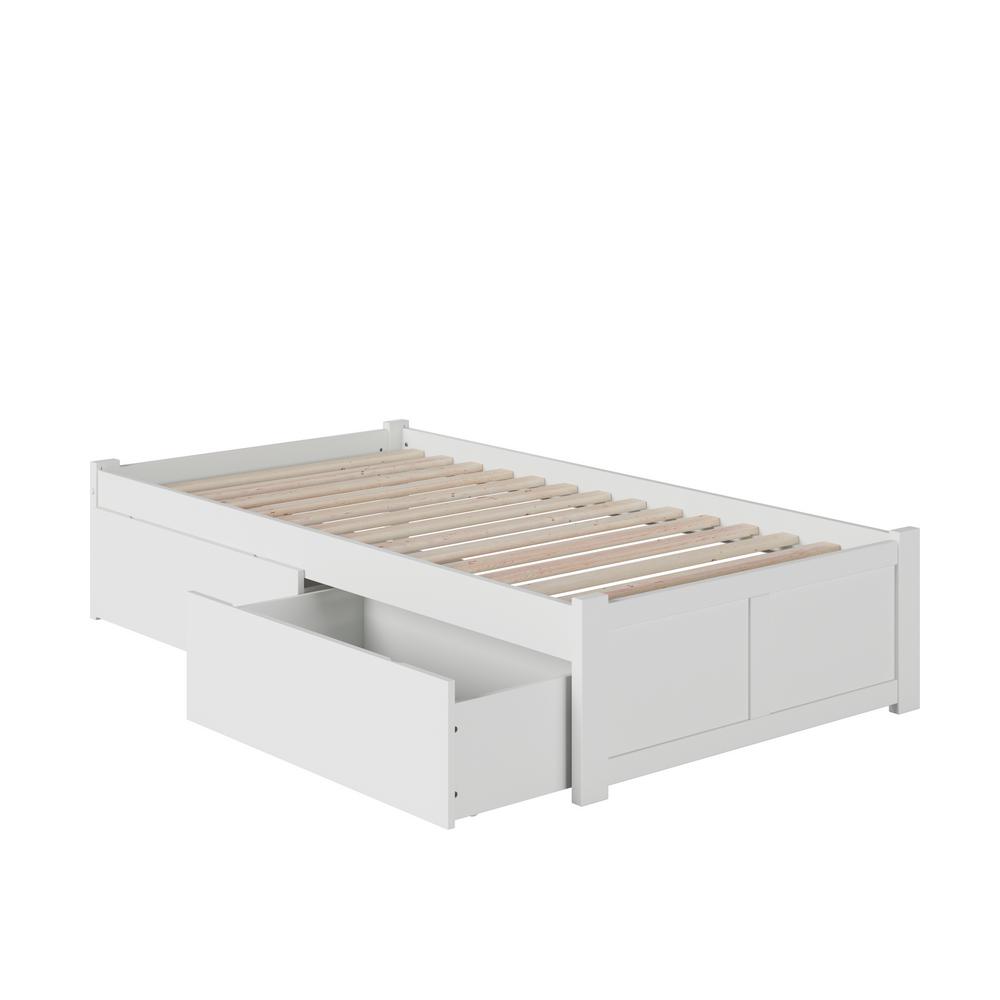 Atlantic Furniture Concord White Twin XL Platform Bed with Flat 