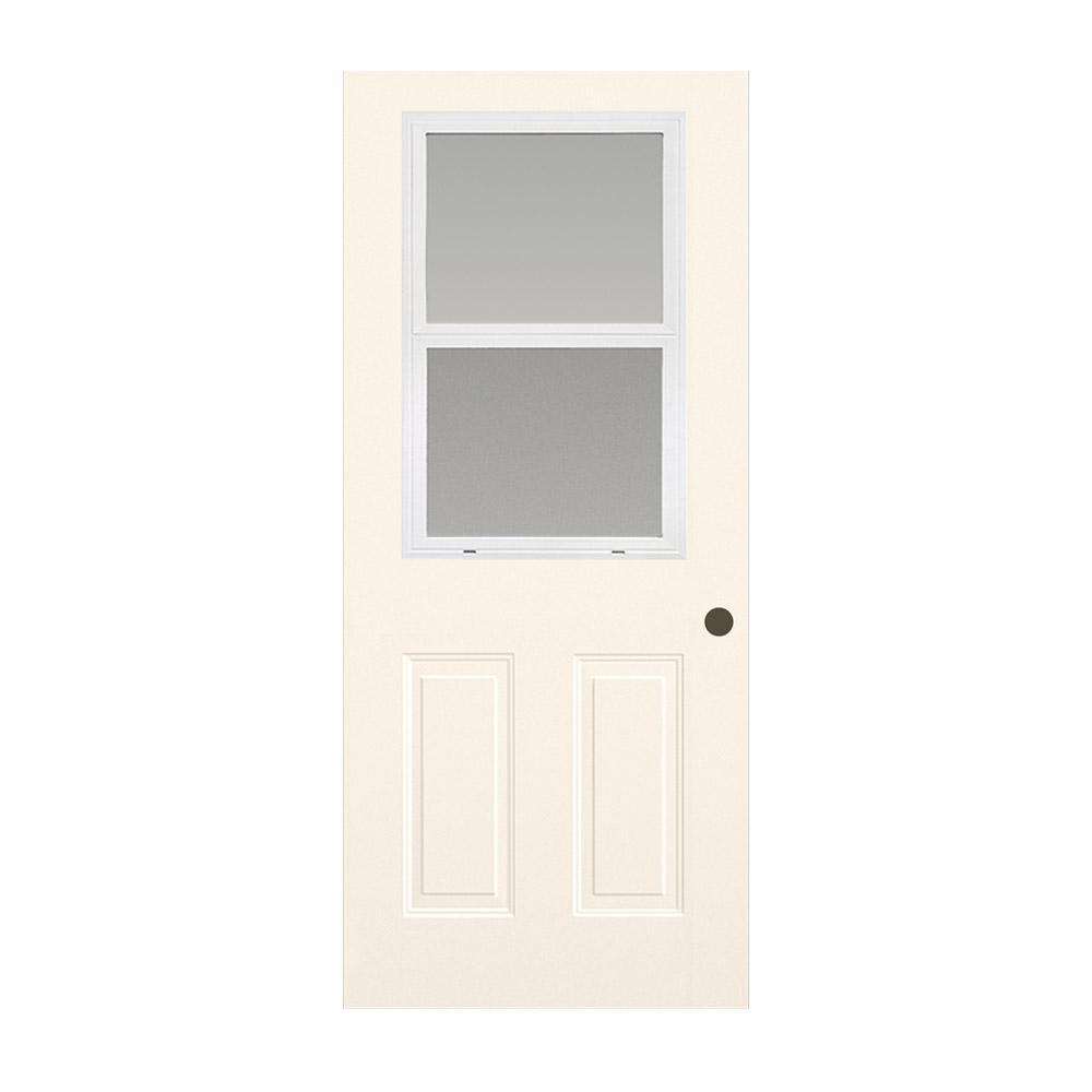 JELD-WEN 36 In. X 79 In. Venting 1/2 Lite Primed Steel Front Door Slab ...