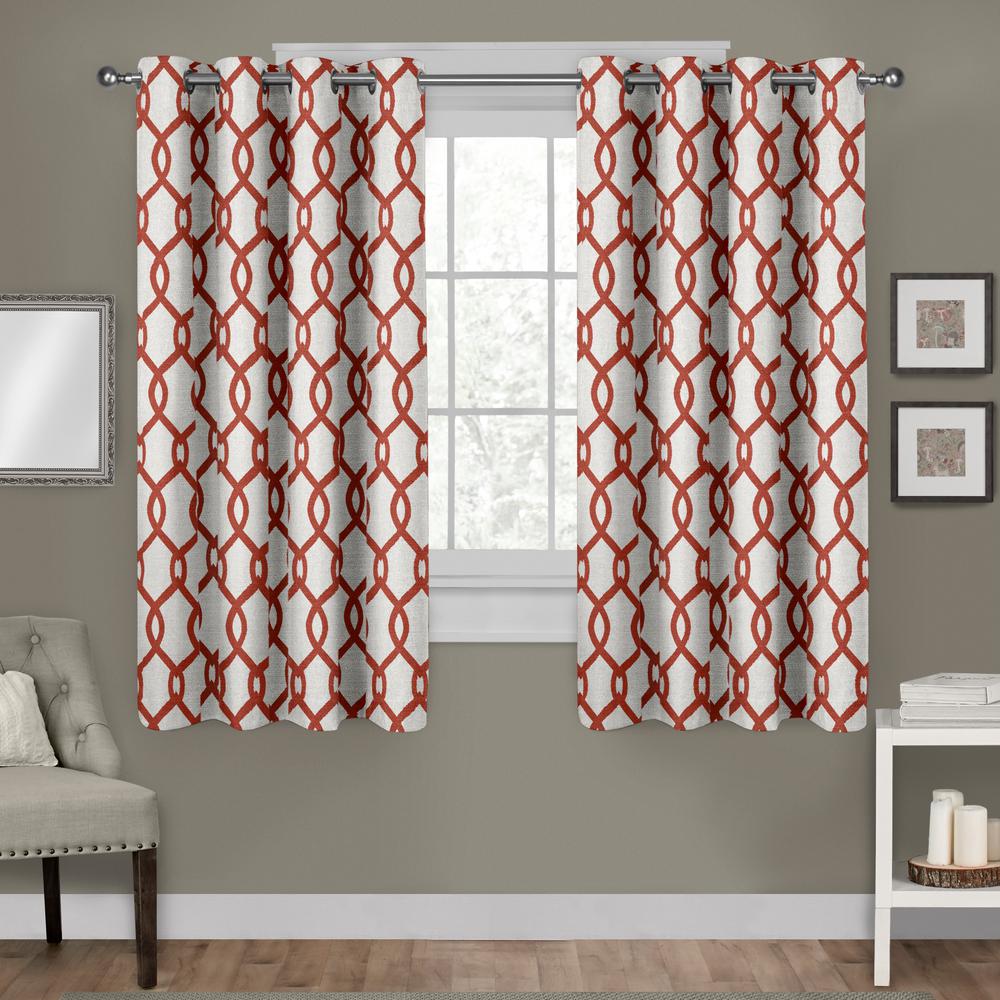 84 In L Orange Faux Linen Reverse Moroccan Curtain 2 Pack Kochi Mecca Orange Linen Blend Grommet Top Window Curtain