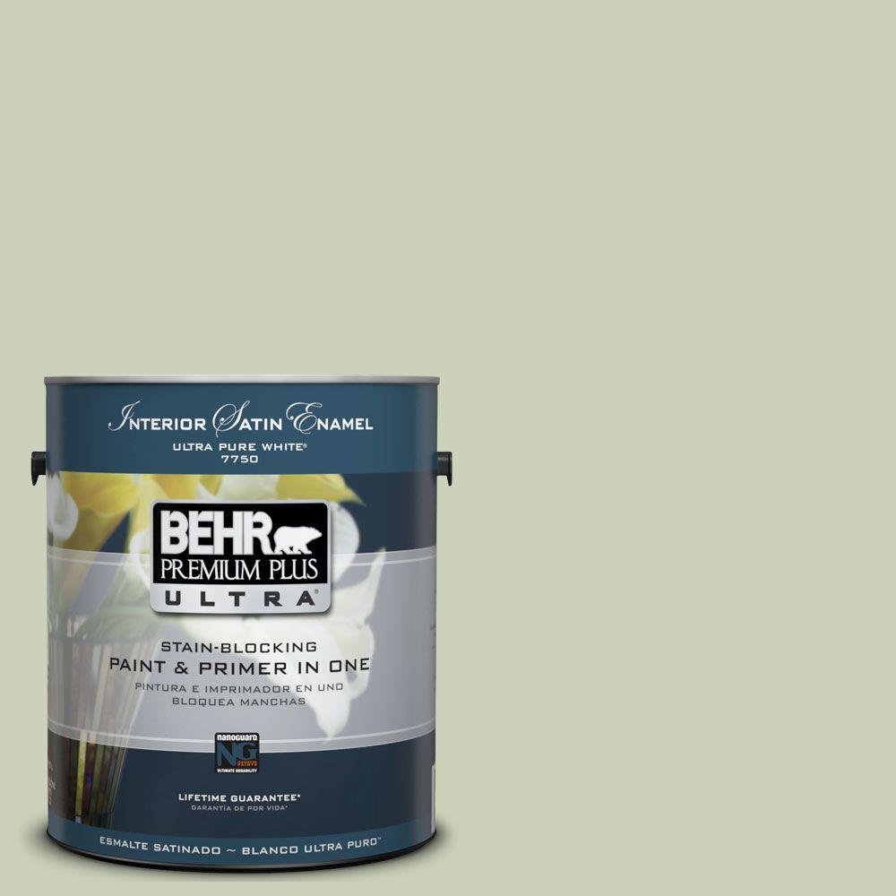BEHR Premium Plus Ultra 1Gal. UL21012 Chinese Jade Interior Satin Enamel Paint775001 The