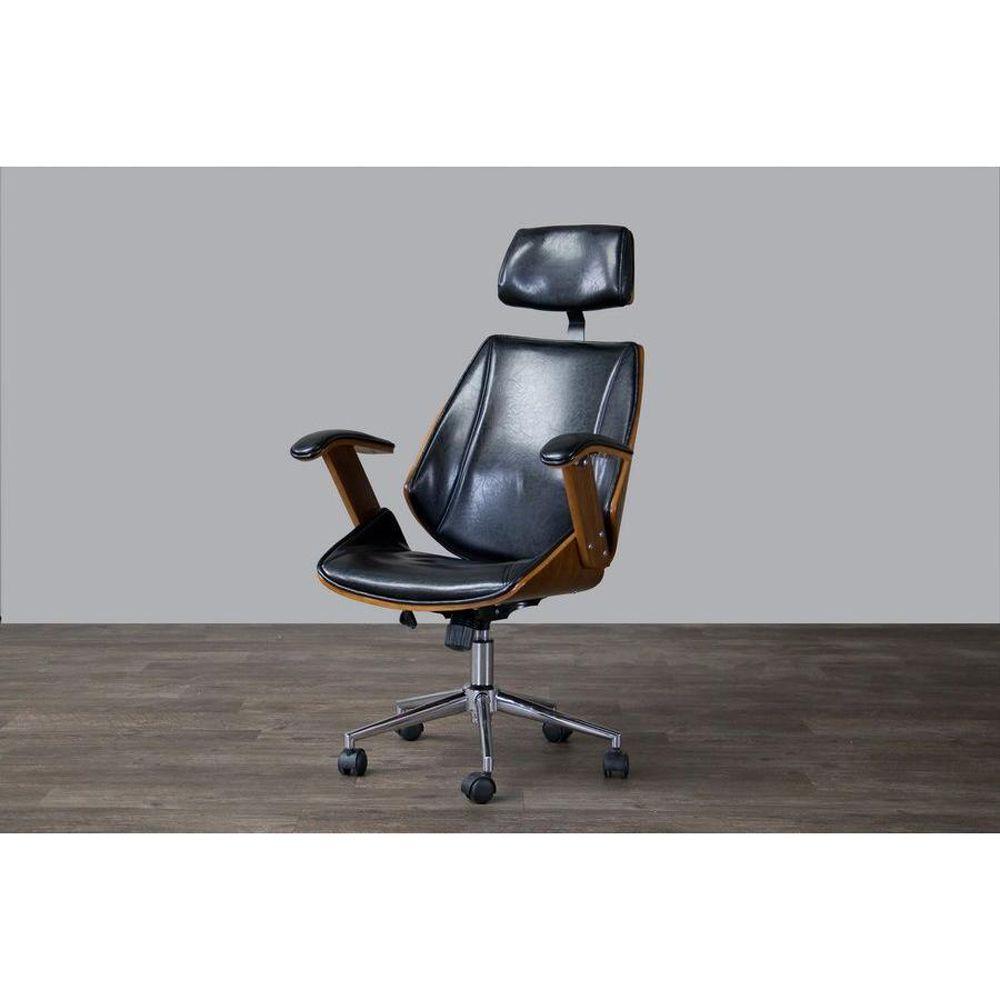 Baxton Studio Hamilton Black Faux Leather Office Chair 28862