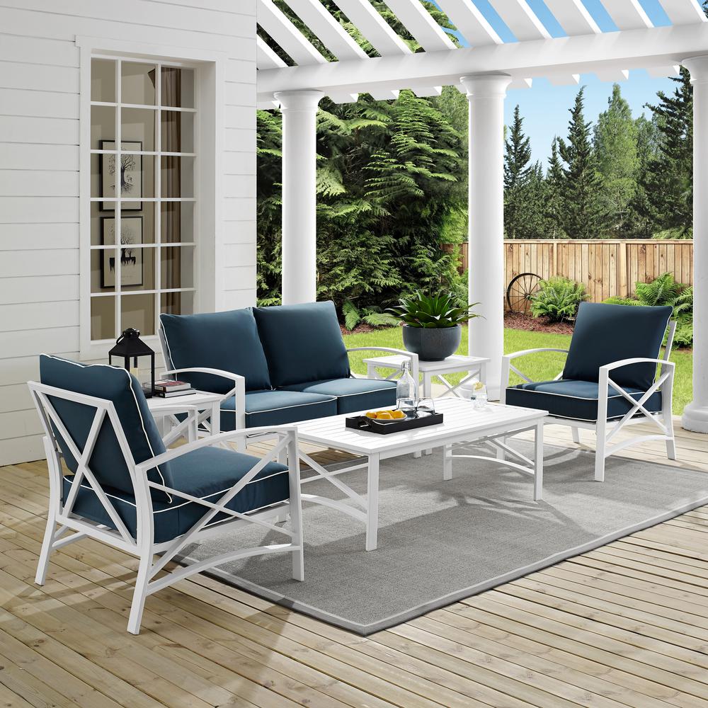 Crosley Furniture Kaplan White 6 Piece Metal Patio Seating Set With