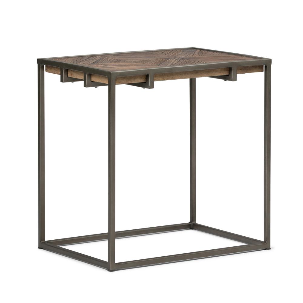 4 Up Rustic Short Under 20 In End Table Tables Avery Distressed Java Brown Wood Inlay Narrow End Side Table