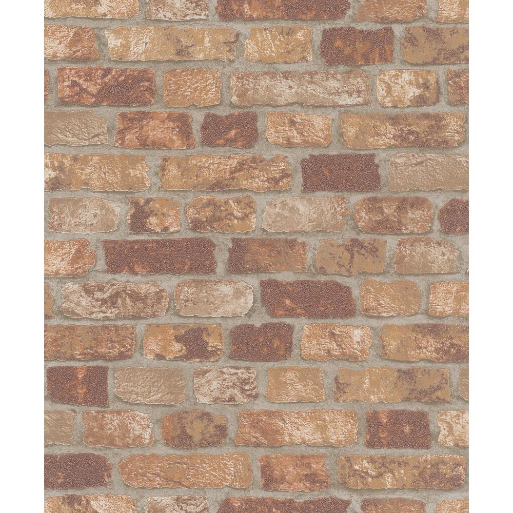 Marburg 8 in. x 10 in. Granulat Brown Stone Wallpaper Sample MG58409SAM ...