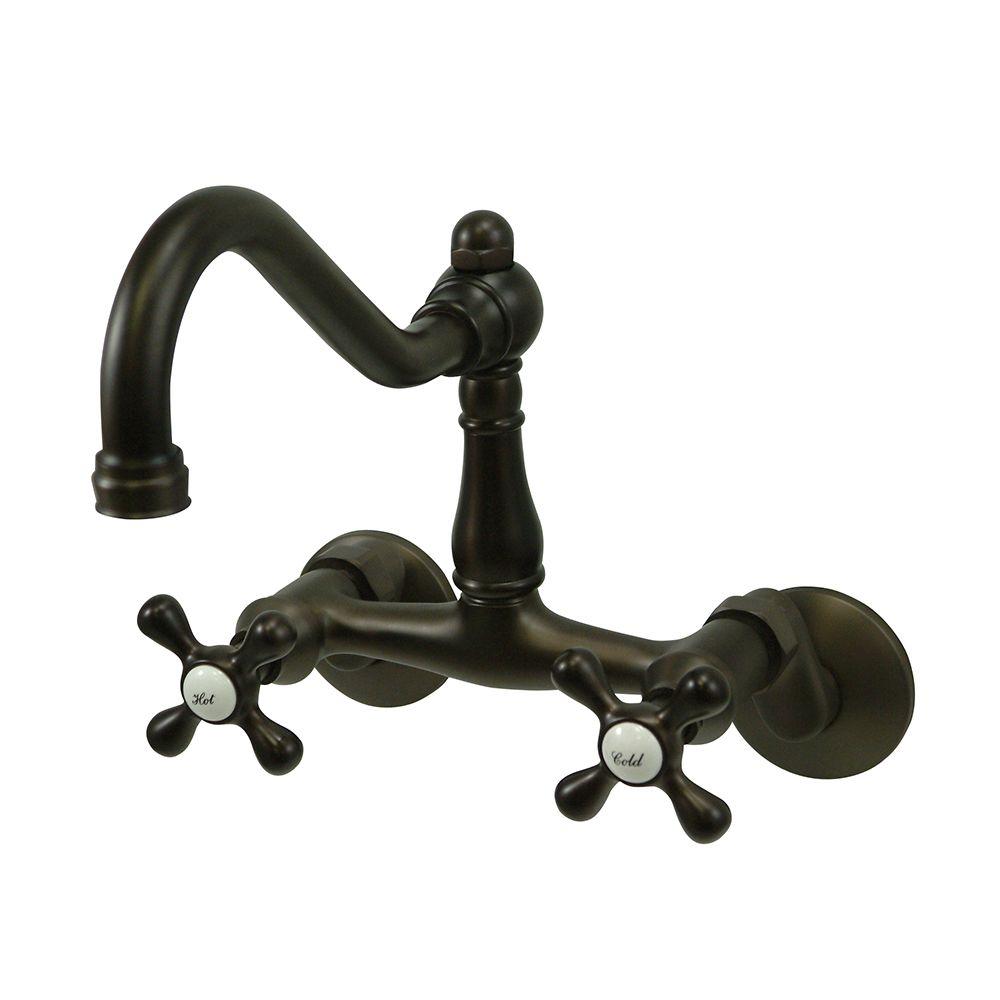 Kingston Brass Victorian 2 Handle Bridge Kitchen Faucet In Oil Kingston Brass Victorian 2 Handle Bridge Kitchen Faucet In Oil Rubbed Bronze