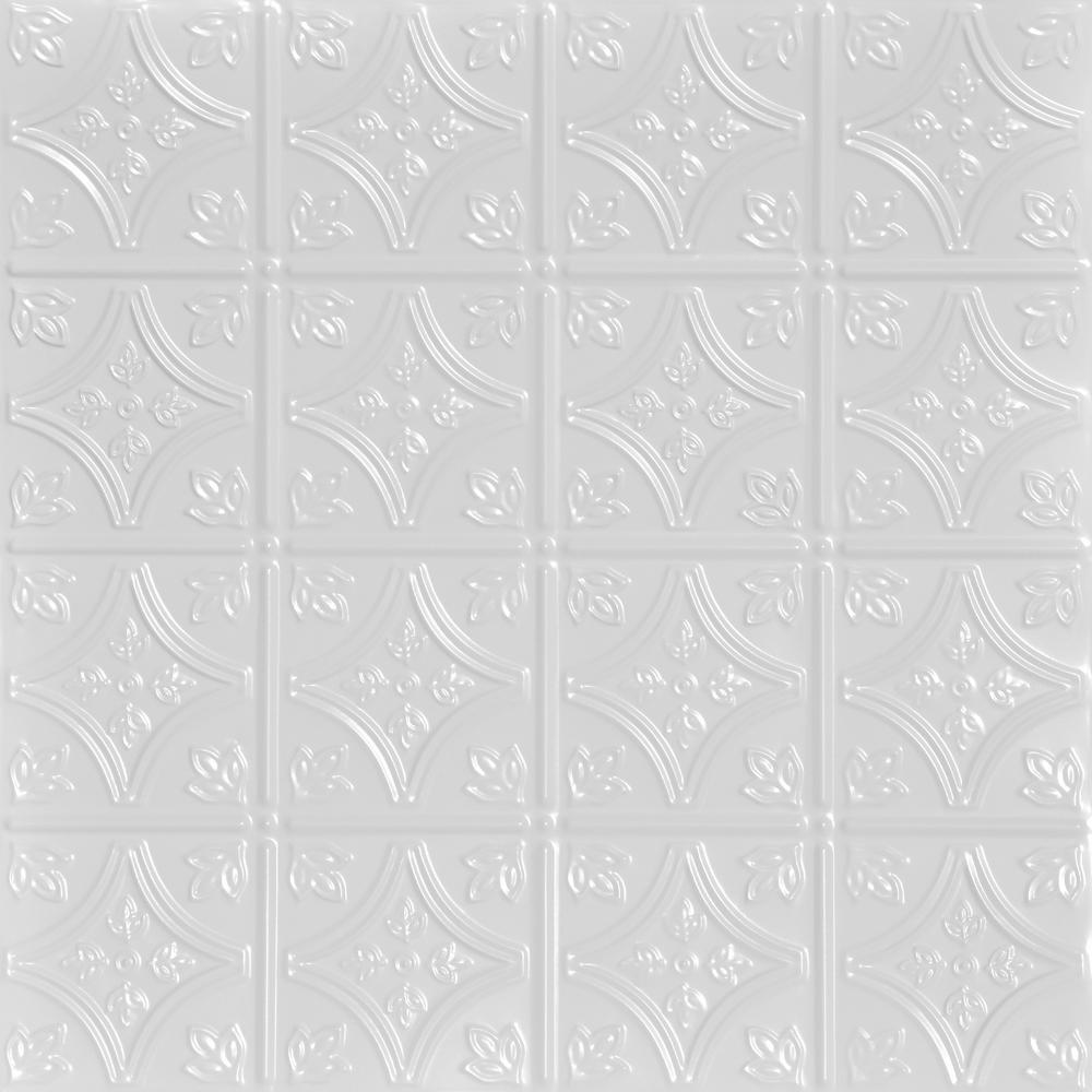 From Plain To Beautiful In Hours Tiny Tiptoe 2 Ft X 2 Ft Nail Up Tin Ceiling Tiles Surface Mount White 12 Pack 48 Sq Ft Case Skpc209 Wh 24x24 N 12 The Home Depot