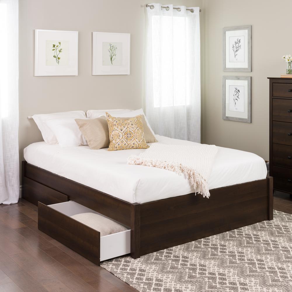 Prepac Select Espresso Queen 4 Post Platform Bed With Prepac Select Espresso Queen 4 Post Platform Bed With Drawers