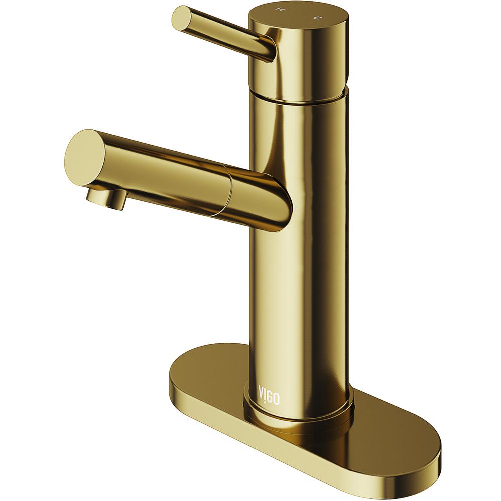 VIGO Davidson Single Hole SingleHandle Bathroom Faucet in Matte Gold