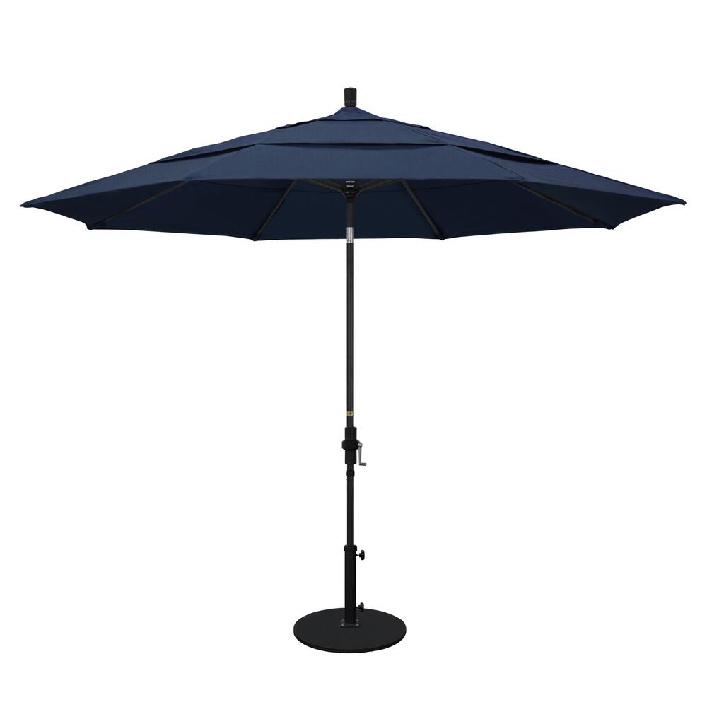 California Umbrella 11 Ft Black Aluminum Pole Market Aluminum Ribs Crank Lift Outdoor Patio Umbrella In Spectrum Indigo Sunbrella Gscu118302 48080 Dwv The Home Depot