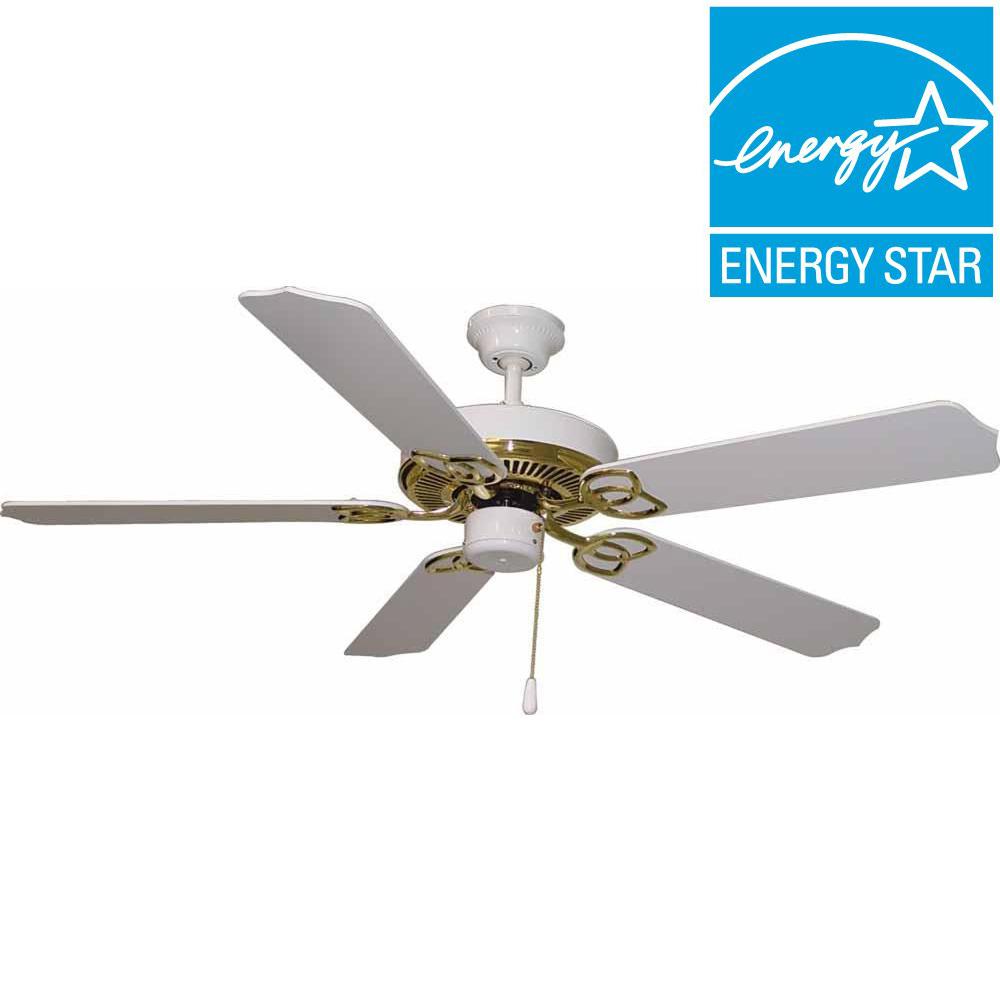 Filament Design Lenor 52 in. Polished Brass and White Indoor Ceiling