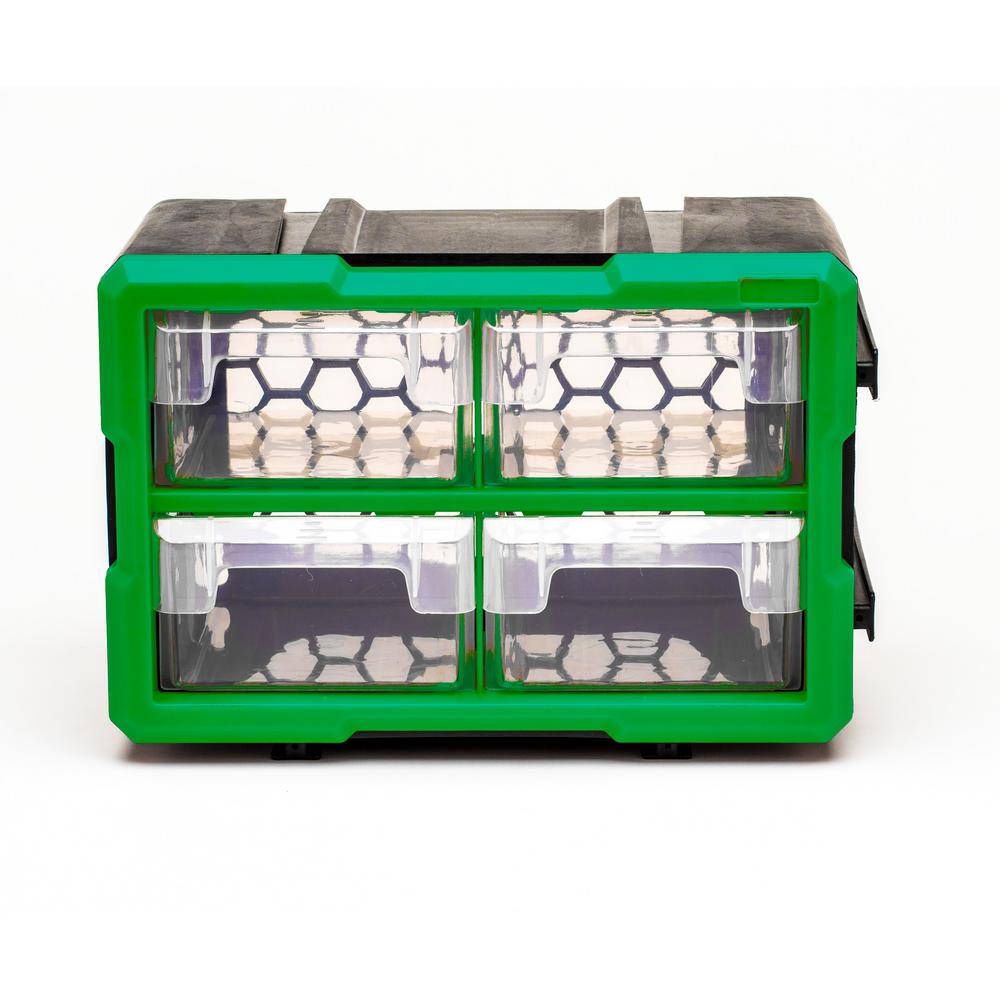 Steel Vision Interlocking Small Parts Organizer, Green or