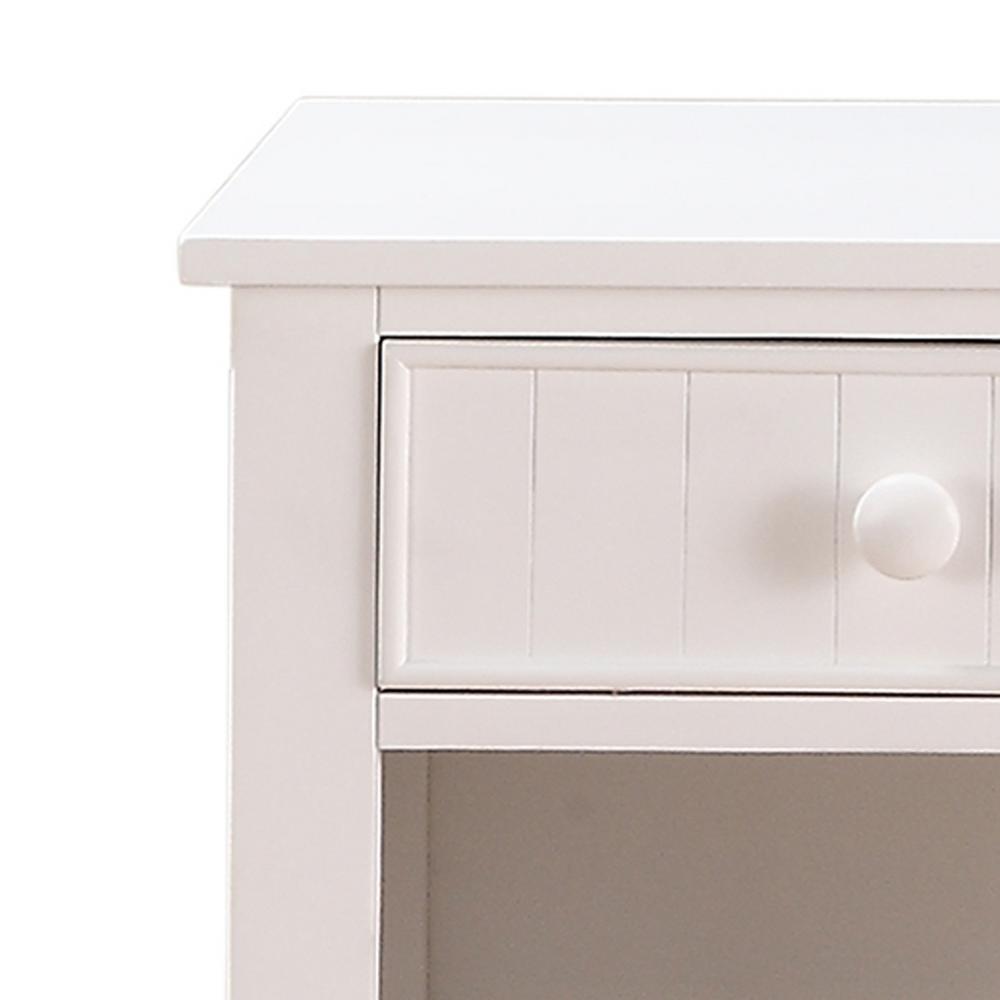 Benjara 1 Drawer White Wooden Nightstand With Bottom Open Shelf Bm171569 The Home Depot
