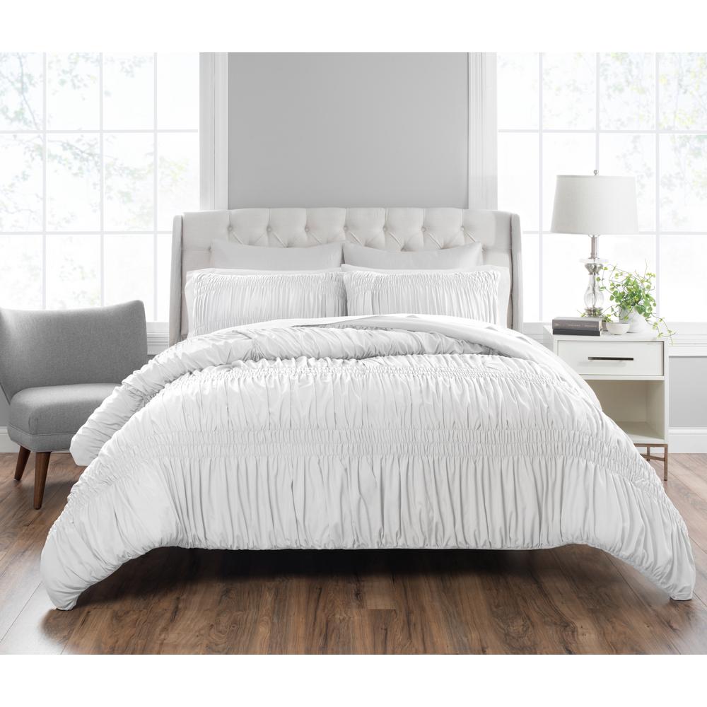 Nicole Miller Francesca 3 Piece White Queen Comforter Set Q Nmfrc