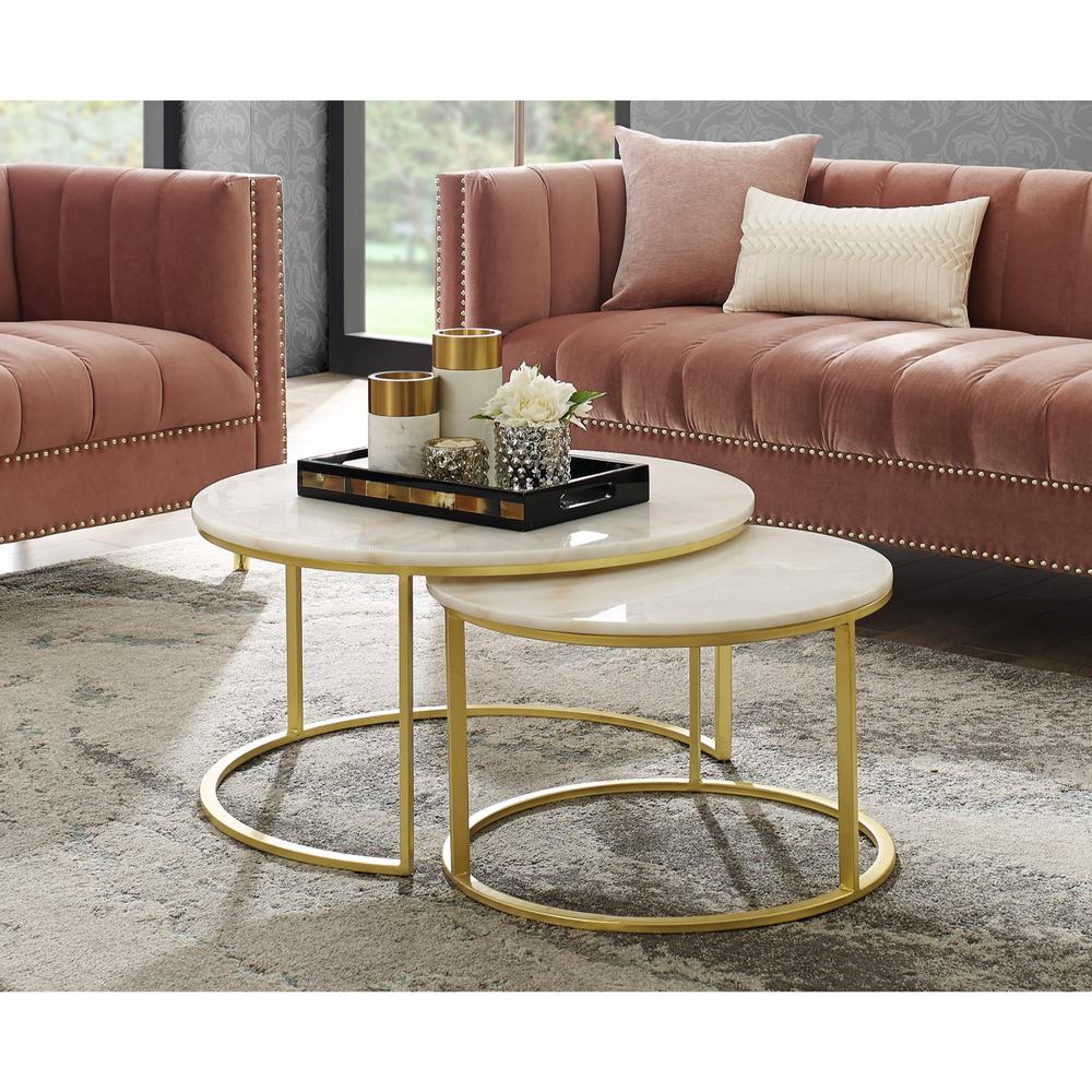 White and Gold Coffee Table in Living Room