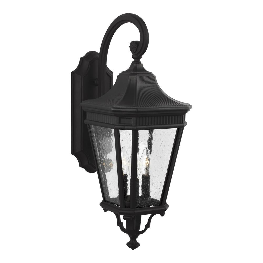 Feiss Outdoor Wall Mounted Lighting The Home W 3 Light Black Outdoor Wall Mount Lantern