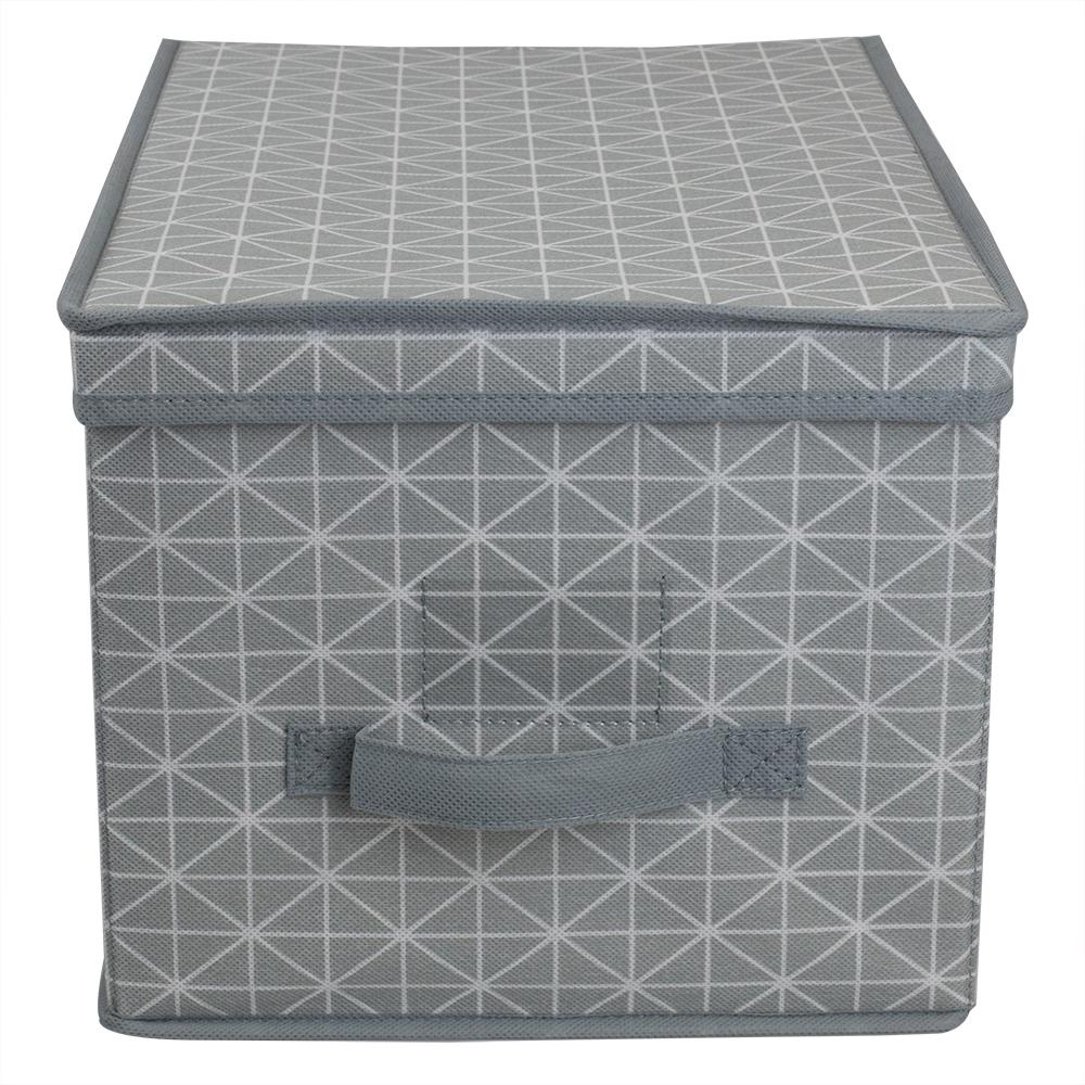 Home Basics Diamond Collection 16 in. x 10 in. Grey Non-Woven Bin