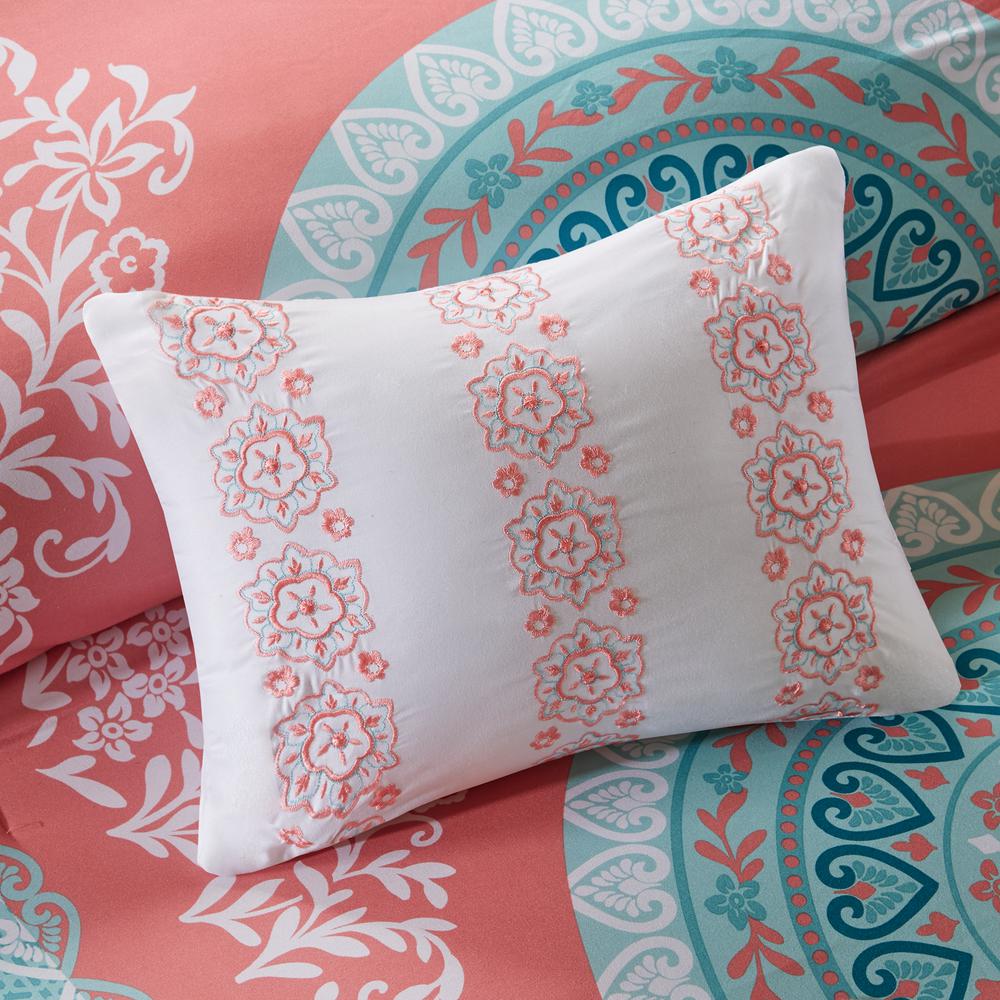 Intelligent Design Eleni 7 Piece Coral Twin Xl Bed In A Bag Set