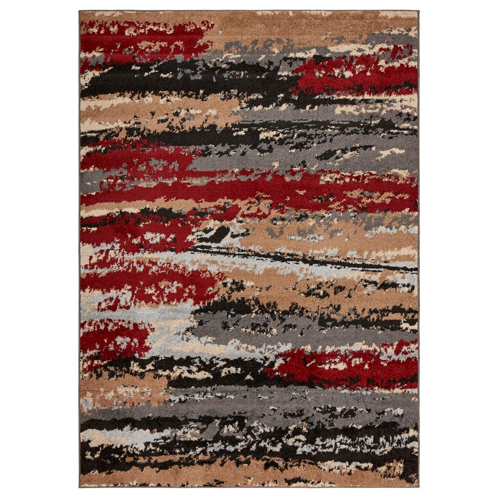 LR Resources Infinity Warm Shades Anthracite Gray / Burgundy 5 ft. x 7