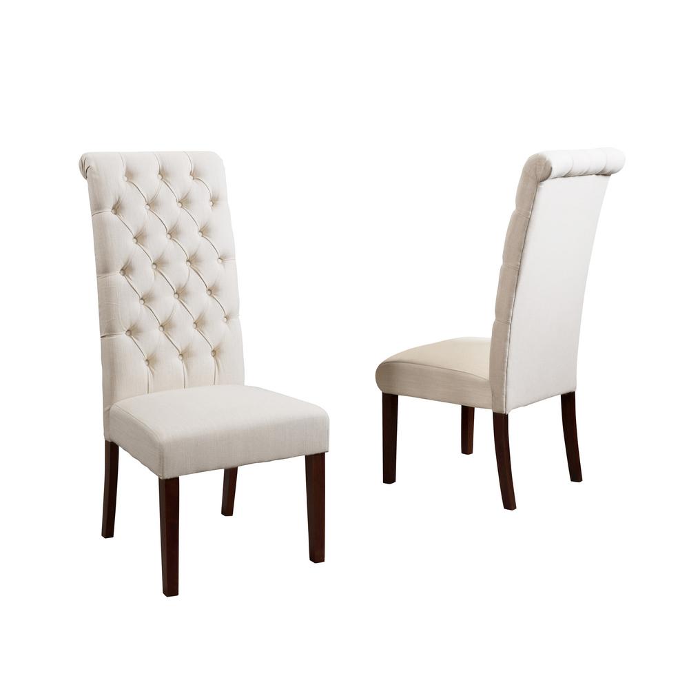 noble house george natural fabric tallback tufted dining chair set of  2515  the home depot