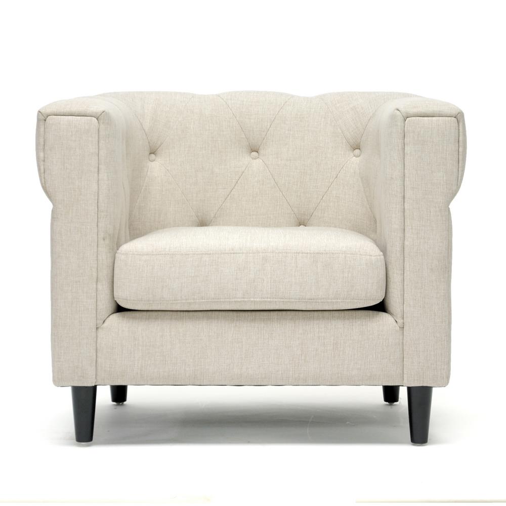 Home Decorators Collection Mayfair Linen Pearl Fabric Arm Chair ...