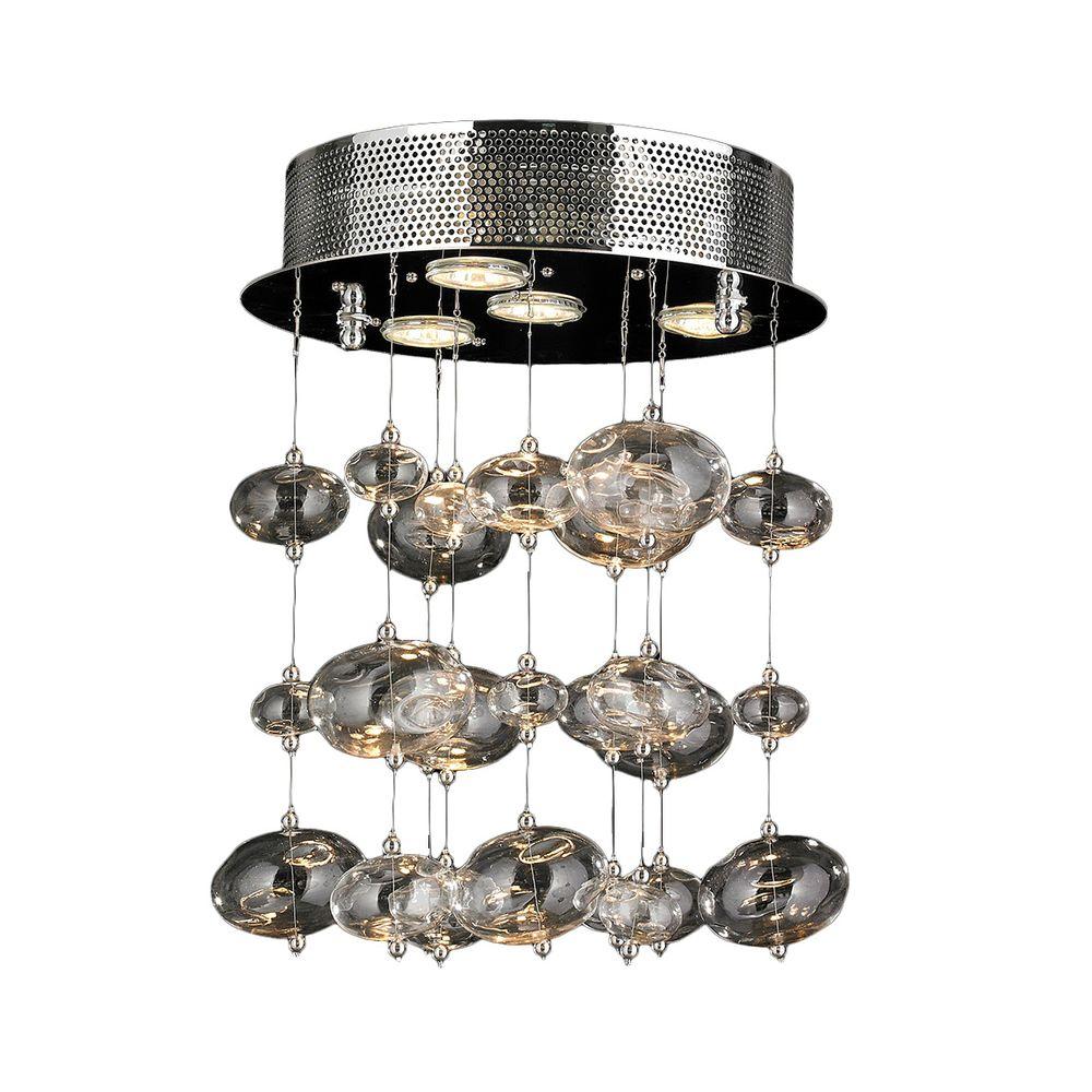 Worldwide Lighting Effervescence 4 Light Chrome Bubble Crystal Semi Effervescence 4 Light Chrome Bubble Crystal Semi Flush Mount