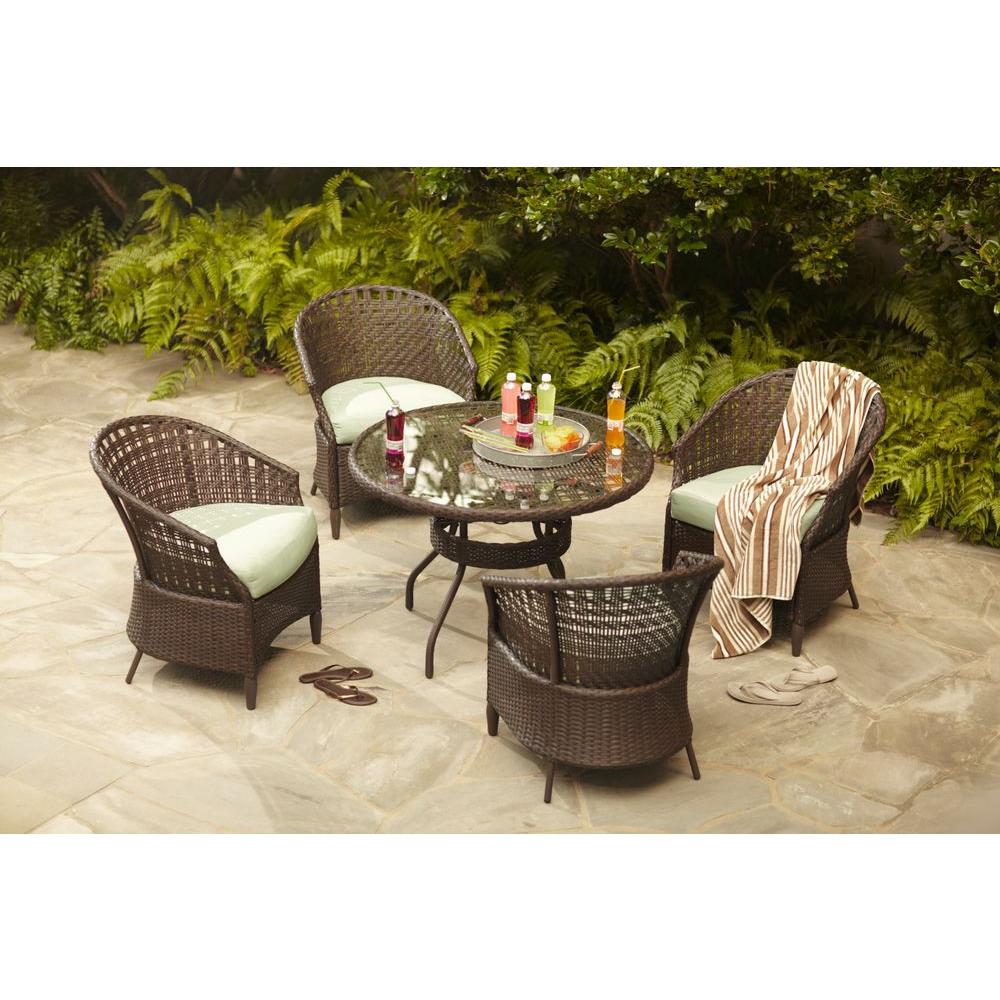 Hampton Bay Haver Hill IV 5Piece Patio Dining Set with Green Cushions