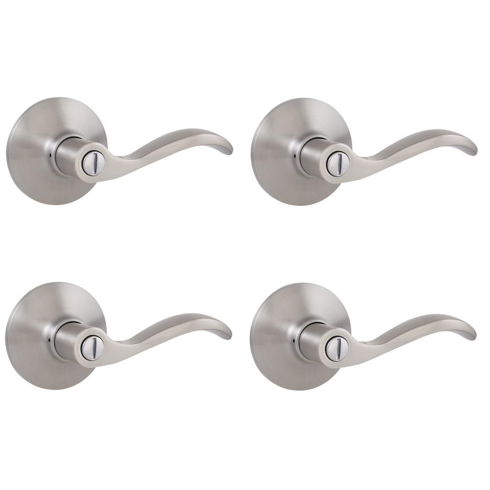 Defiant Naples Satin Nickel Bed and Bath Door Lever (4Pack)32LYEX201BD4 The Home Depot
