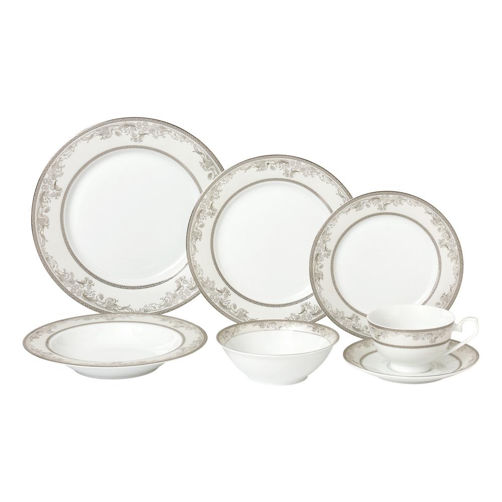 Lorren Home Trends 28Piece Silver Dinnerware SetNew Bone China