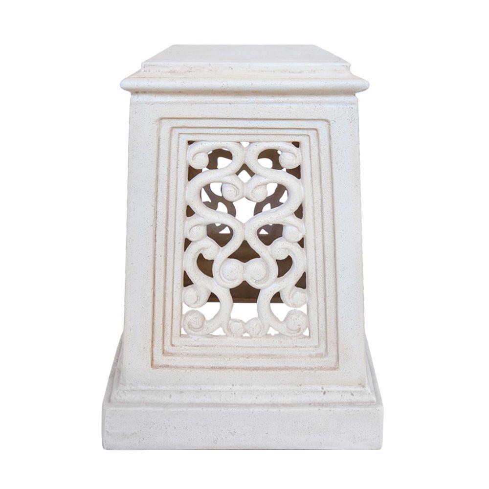 MPG 19 in. H Aged White Cast Stone Pedestal-PF7423AW - The Home Depot