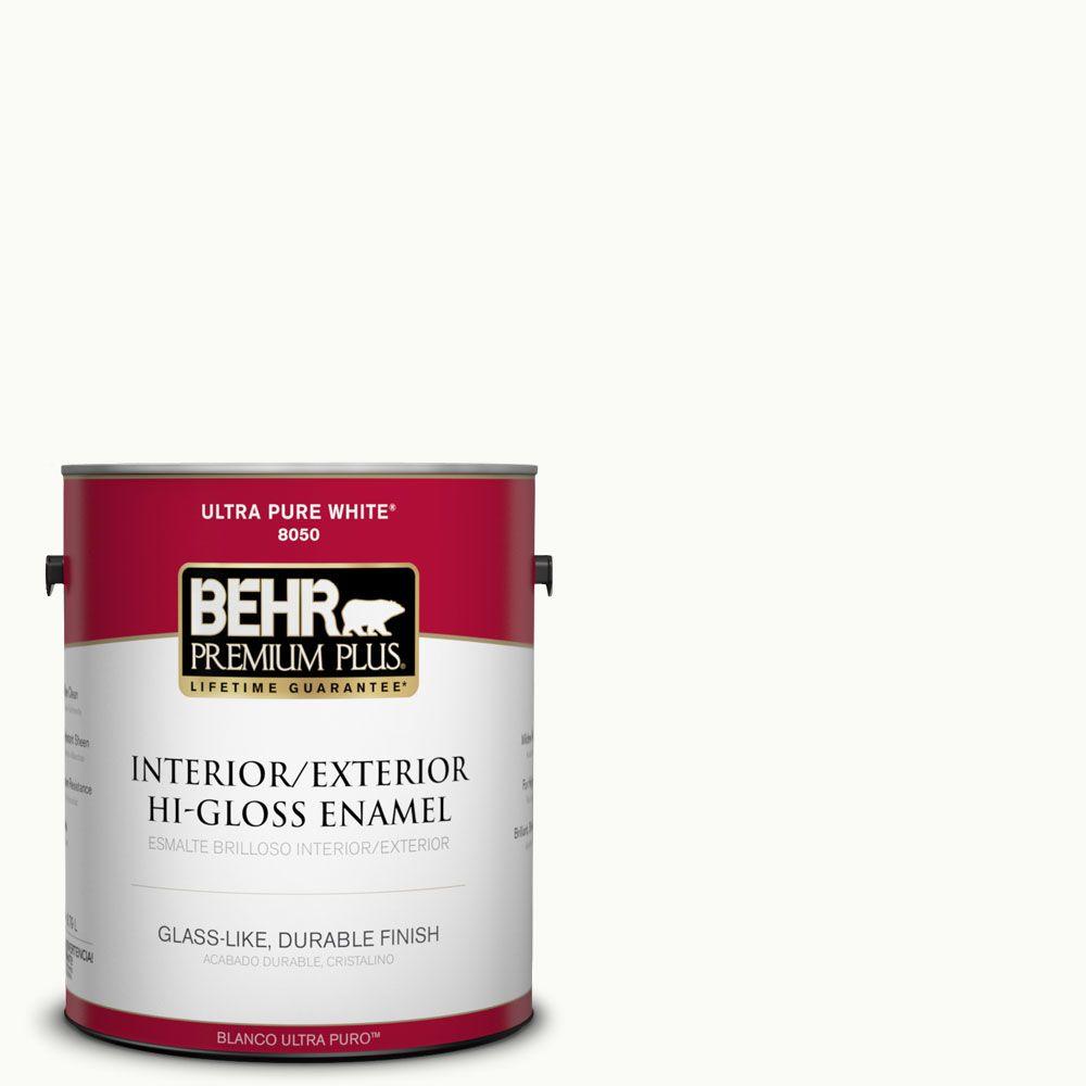 Behr Premium Plus 1 Gal Pr W15 Ultra Pure White Hi Gloss Enamel Pr W15 Ultra Pure White Hi Gloss Enamel Interior Exterior Paint
