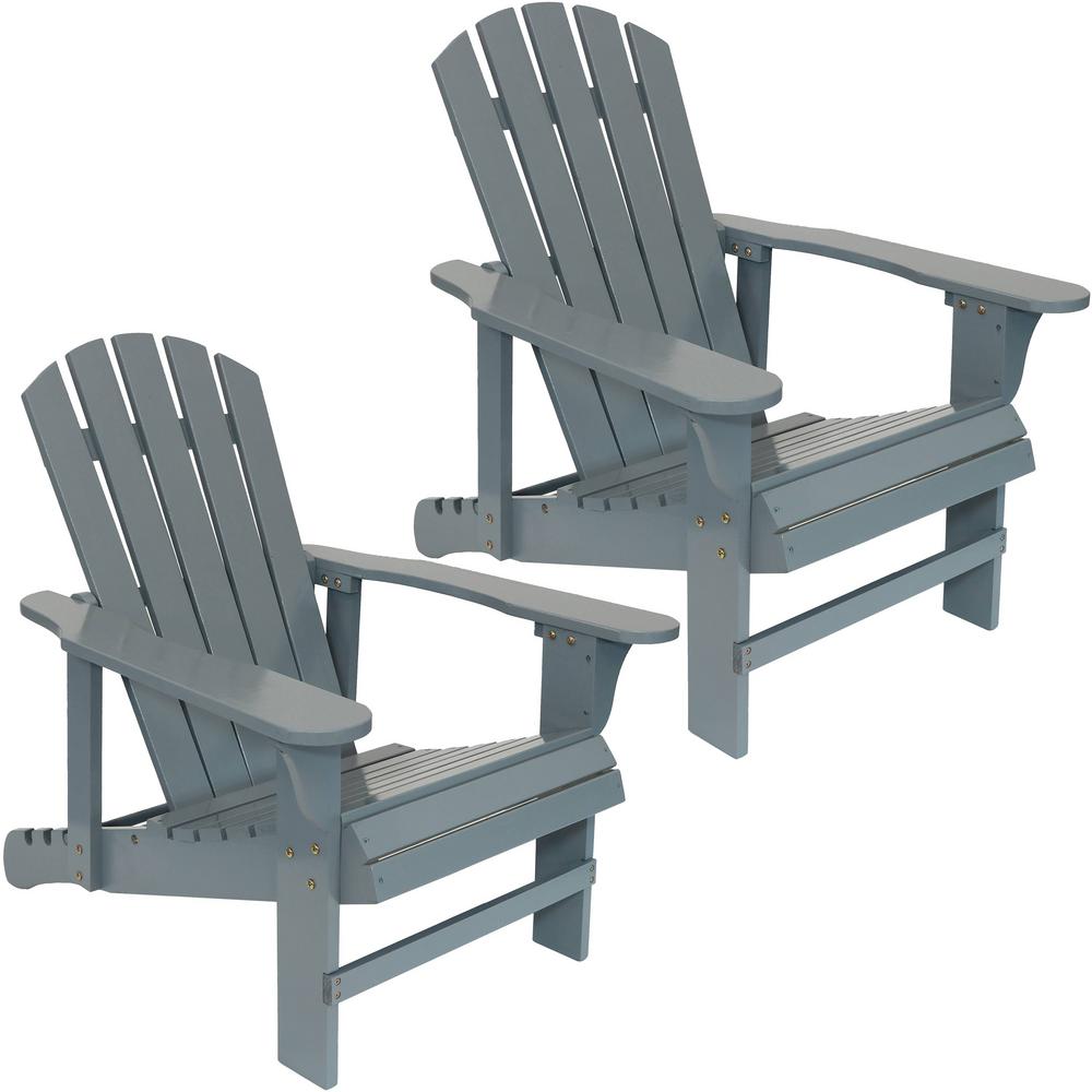 Sunnydaze Decor Gray Wood Adirondack Chair with Adjustable Back and
