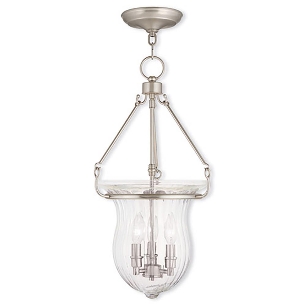 Livex Lighting Andover 3 Light Brushed Nickel Pendant 50944 91 The Livex Lighting Andover 3 Light Brushed Nickel Pendant