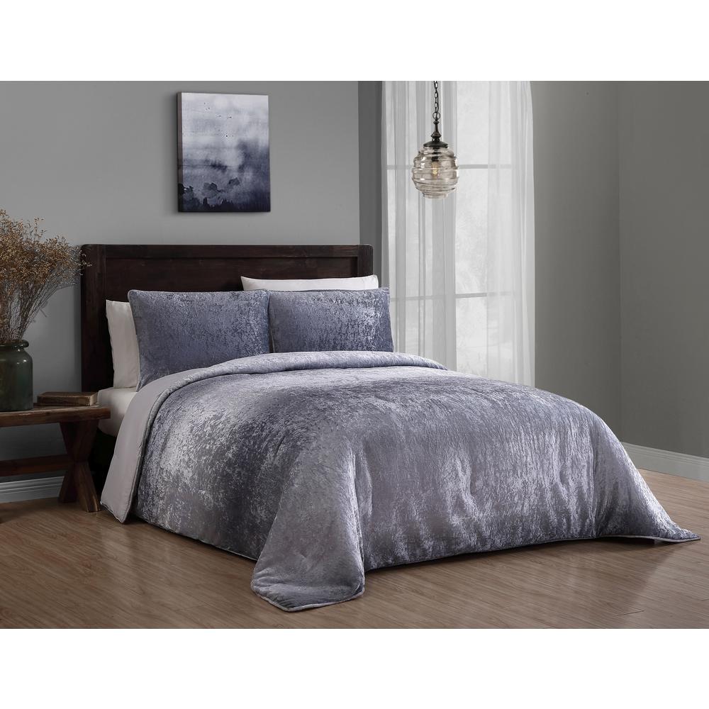 Bradshaw 3-Piece Gray Queen Velvet Ombre Comforter Set-BRW3CSQUENGHGY
