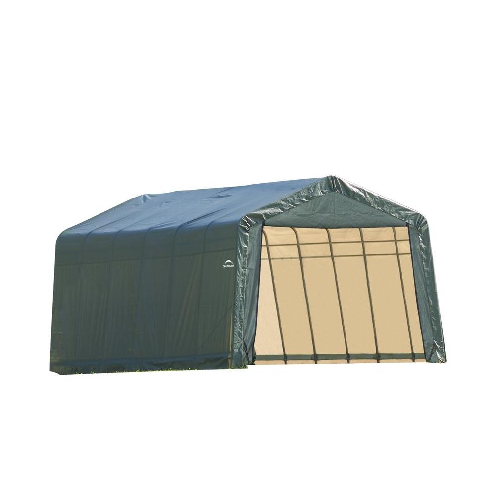 ShelterLogic 12 Ft. X 24 Ft. X 8 Ft. Peak Style Garage/Storage Green ...