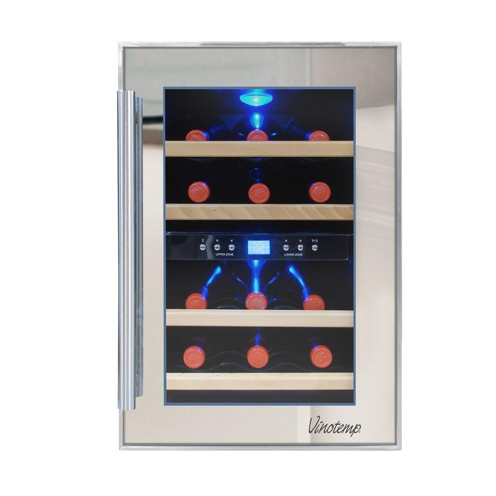Vinotemp 12Bottle DualZone Thermoelectric Mirrored Wine CoolerVT