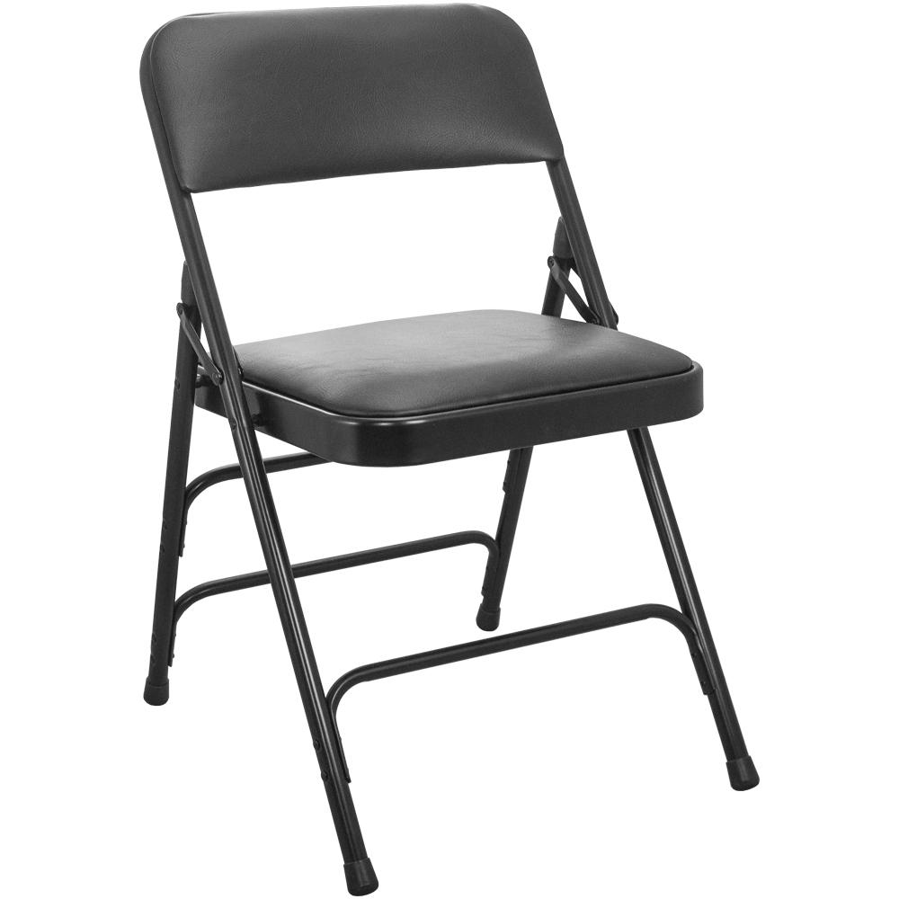 black padded metal folding chairs