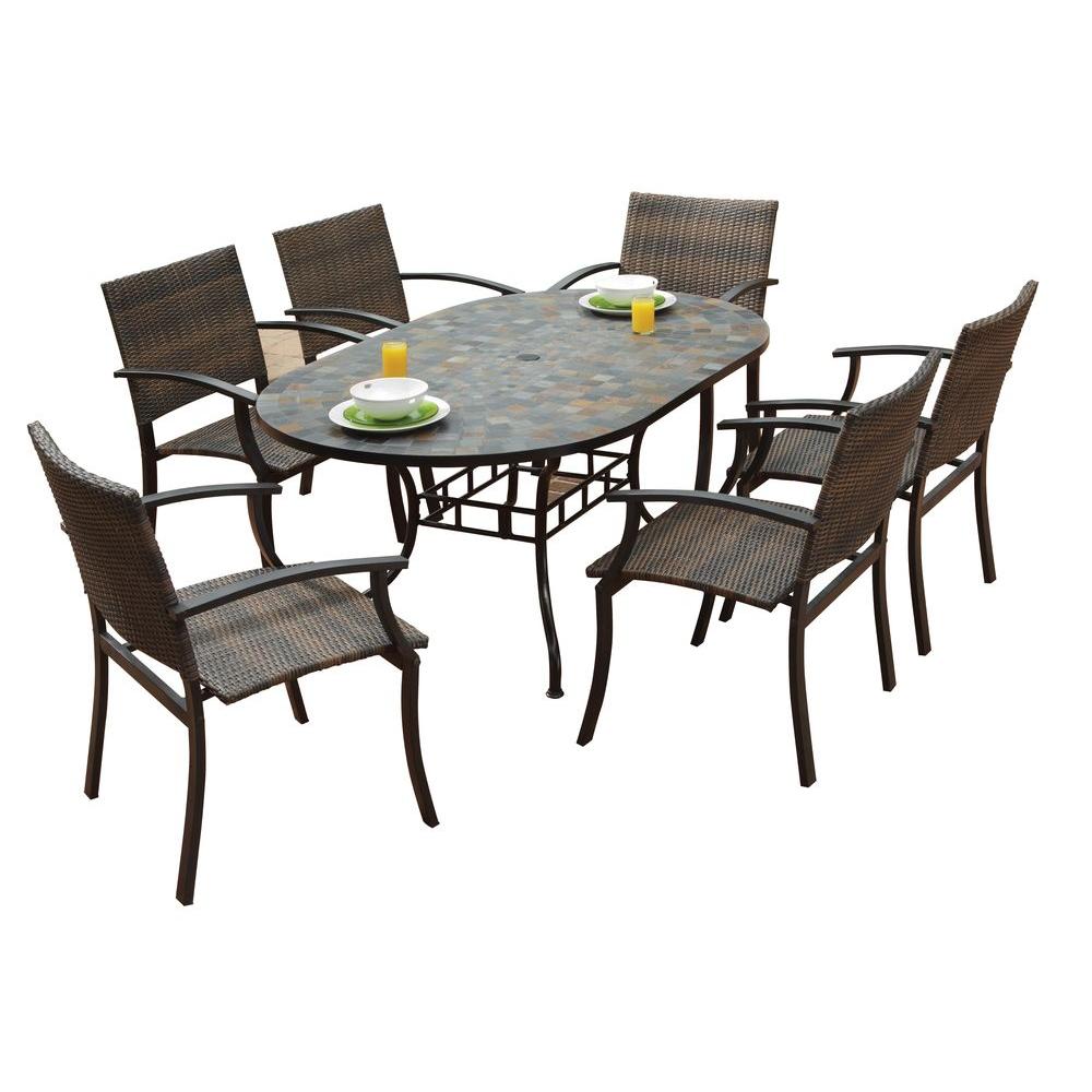 Patio Furniture Accessories Stone Harbor Slate Tile Top Outdoor Dining Table By Home Styles Patio Lawn Garden