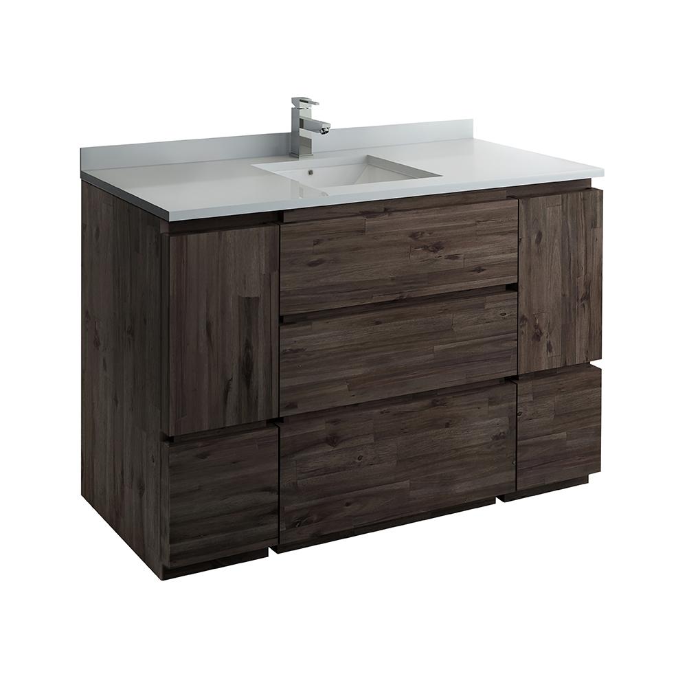 Fresca Formosa 54 In Modern Vanity Warm Gray With Quartz Stone Modern Vanity In Warm Gray With Quartz Stone Top White Basin