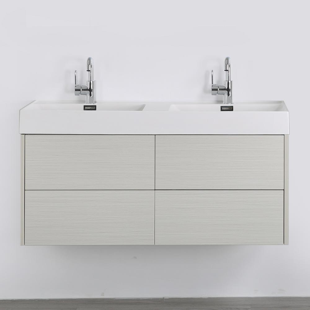 47 2 In W X 19 3 H Bath Vanity Gray With Resin Top White Basin