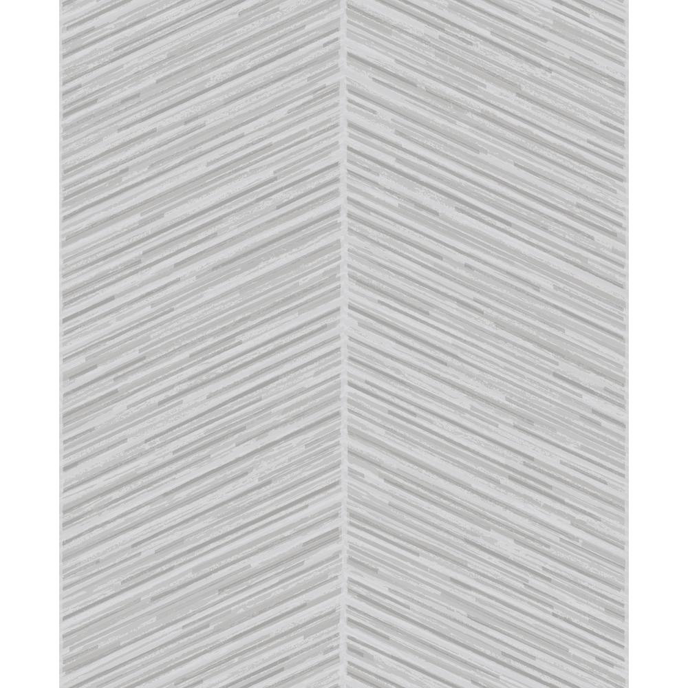 Seabrook Designs Metallic Silver and Gray Herringbone Stripe Wallpaper