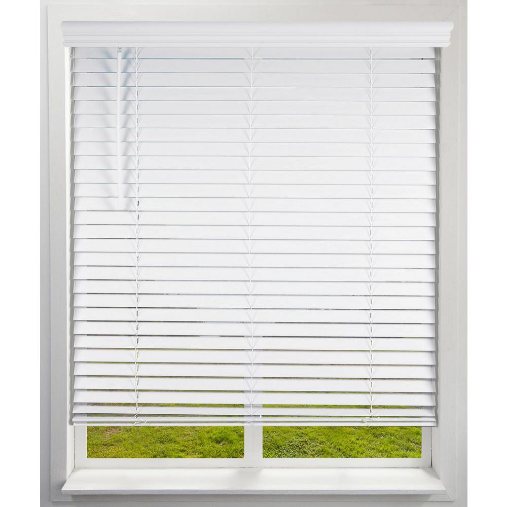 Arlo Blinds CuttoSize White Cordless 2inch Room Darkening Faux Wood Blind 47 in. W x 60 in. L