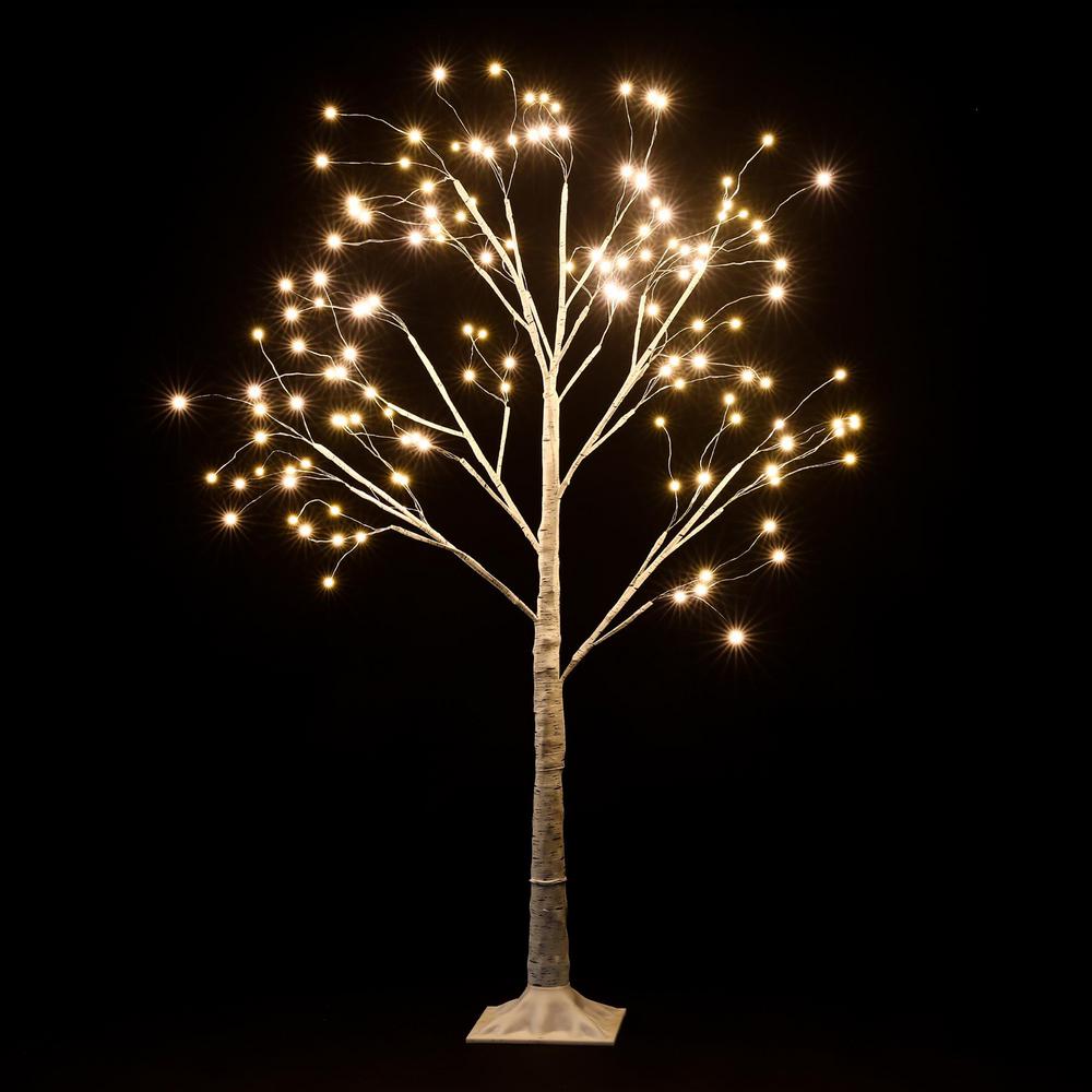 Luxen Home 4 ft. Snowy Twig Pre-Lit LED PVC Artificial Christmas Tree ...