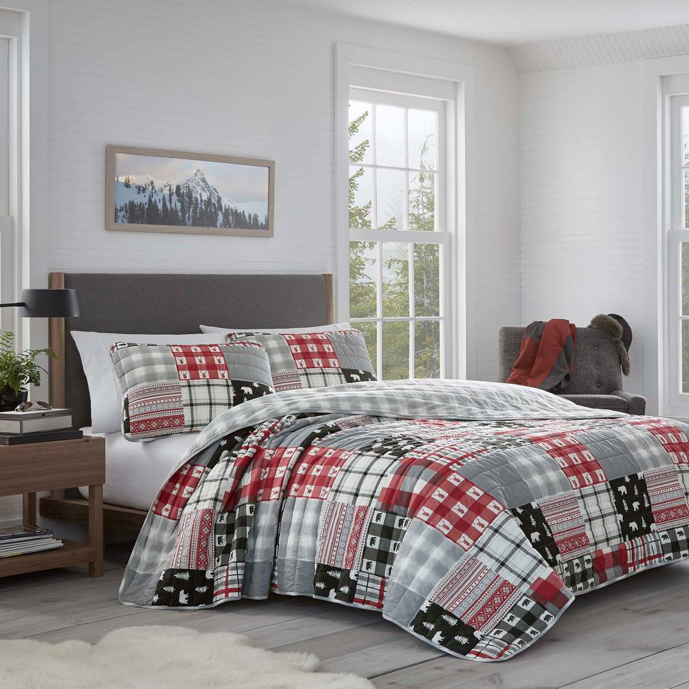 Eddie Bauer Mount Baker 2 Piece Red Plaid Cotton Twin Quilt Set Ushsa91076142 The Home Depot