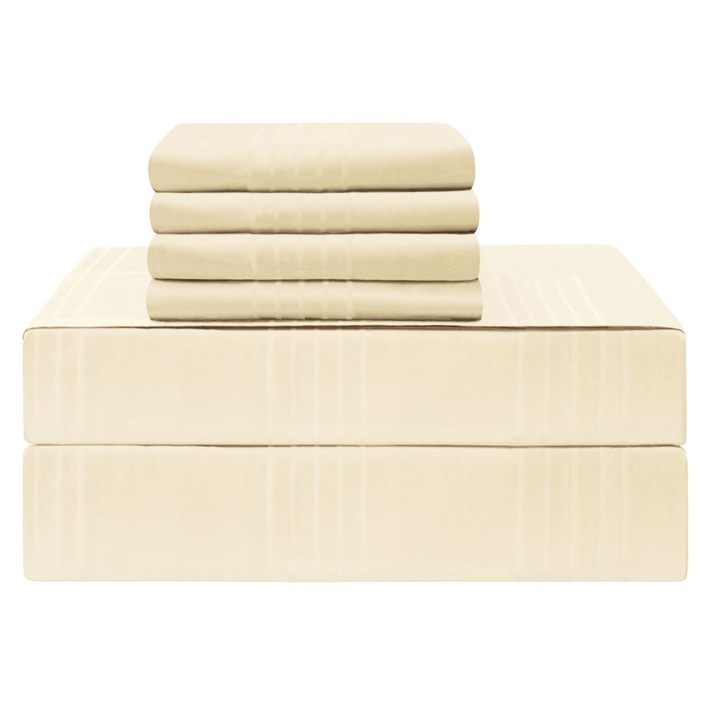 Jean Pierre Premium Cal King 6 Piece Ivory 420 Thread Count 100 Premium Cal King 6 Piece Ivory 420 Thread Count 100 Cotton Sheet Set