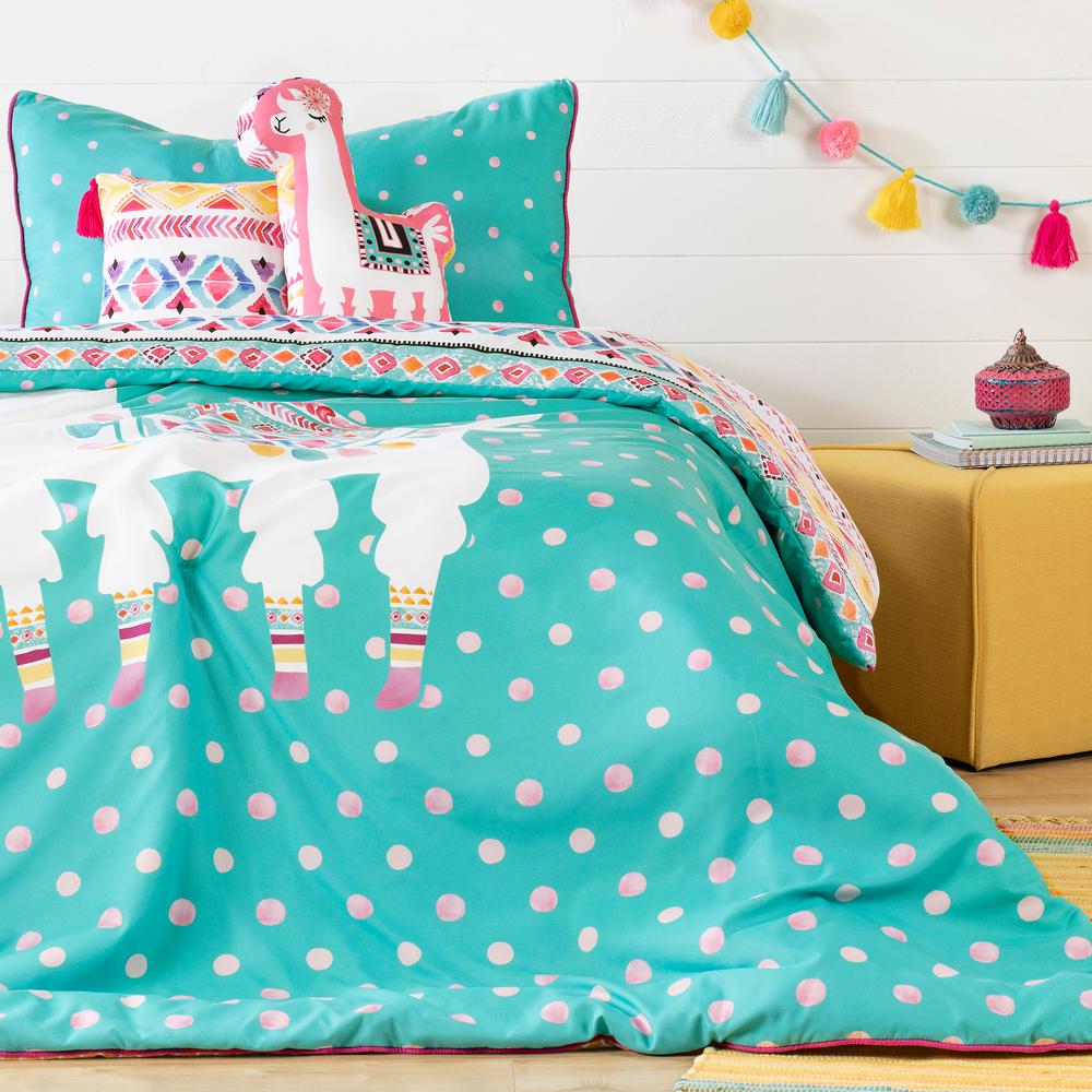 South Shore Dreamit 5 Piece Festive Llama Turquoise And Pink Twin