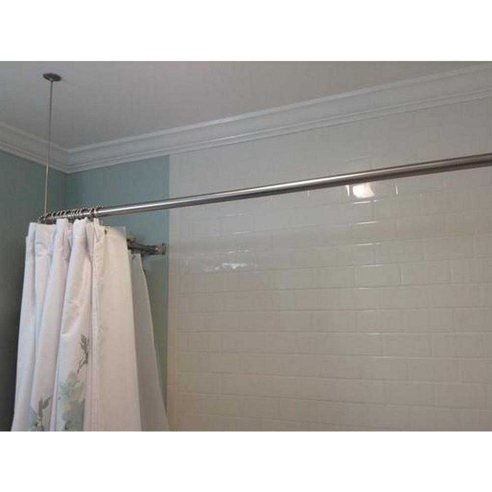 Kingston Brass 64 In X 27 In Corner Shower Rod In Brushed Nickel