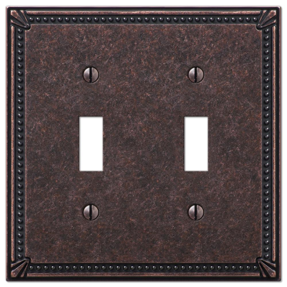 Hampton Bay Kentley 2 Gang Toggle Steel Wall Plate Brushed Nickel
